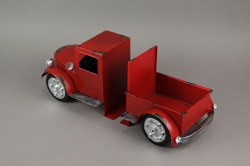 Vintage Red Pickup Truck Weathered Finish Metal Bookends Front and Back image number 4