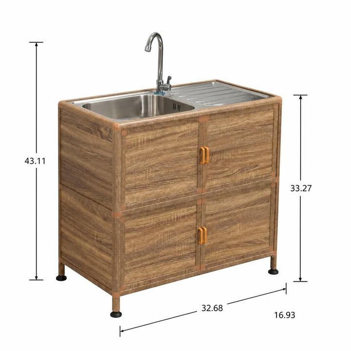 ELEMENT ACE Freestanding Stainless Steel Utility Sink with Enclosed Storage Cabinet for Laundry Room Garage Workshop and Outdoor Use