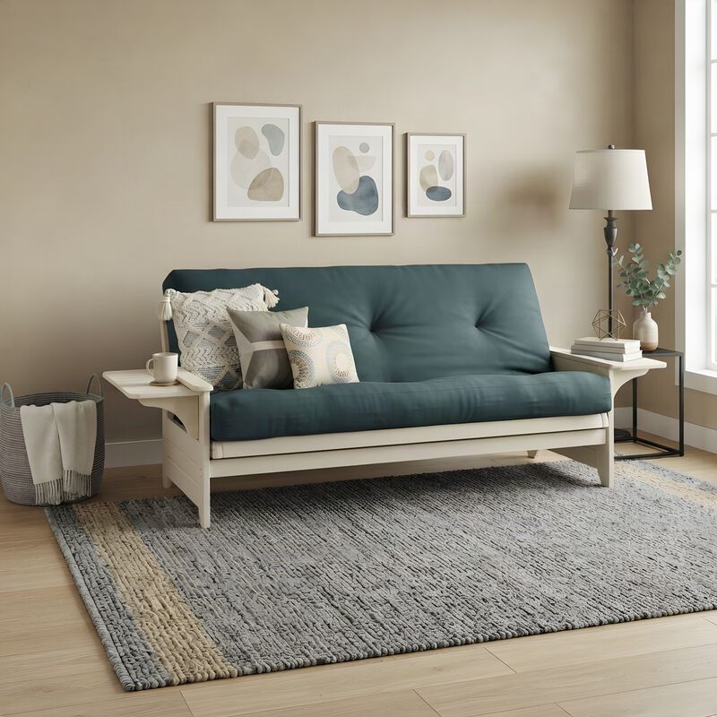 Phoenix Frame-Antique White Finish-Suede Navy Mattress image number 4