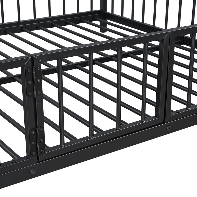 Merax Metal Bunk Bed with Slide and Guardrails