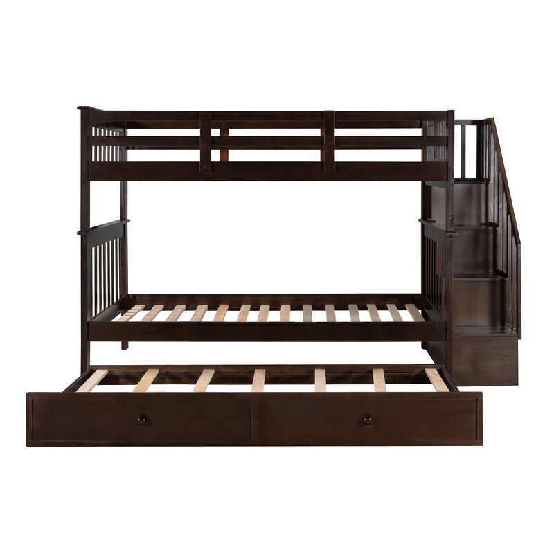 Merax Stairway Twin-Over-Twin Bunk Bed with Twin size Trundle