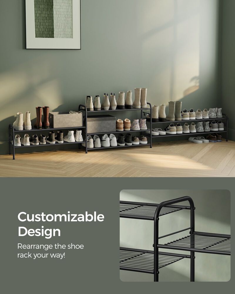 2-Tier Metal Shoe Rack Space-Saving Organizer for Entryway and Closet