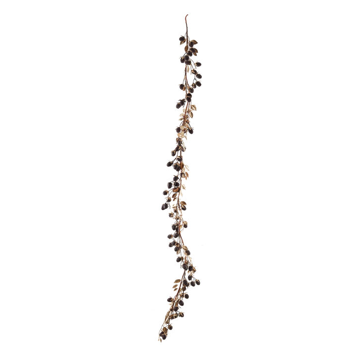 Gilded Berry & Leaf Garland with Burgundy Accents
