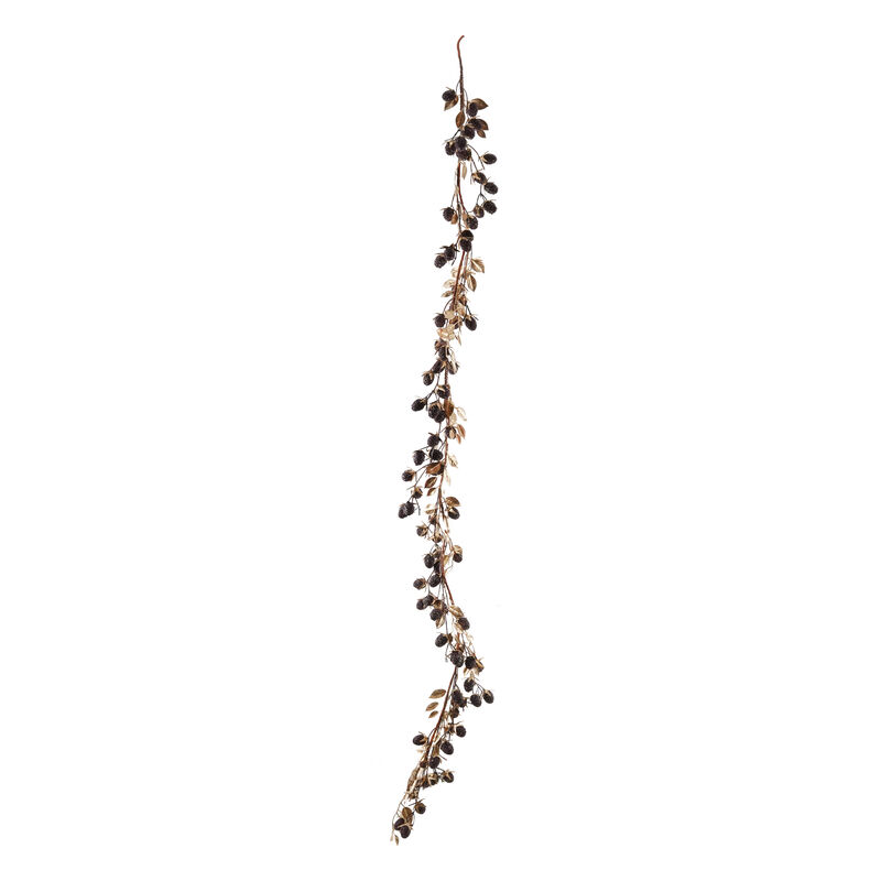 Gilded Berry & Leaf Garland with Burgundy Accents image number 0