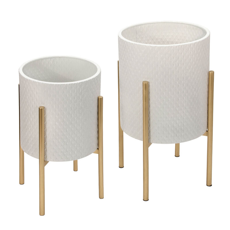 Textured Planter on Stand (Set of 2)
