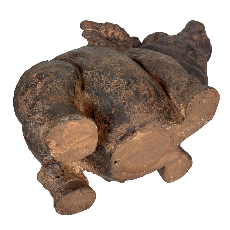 Flying Pig Planter 17" Brown, With Drain Hole, Rustic Indoor Outdoor Decor image number 4