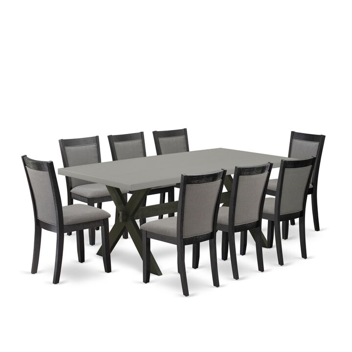 East West Furniture X697MZ650-9 9Pc Dining Set - Rectangular Table and 8 Parson Chairs - Multi-Color Color