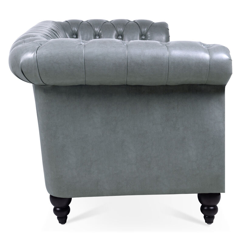 Rolled Arm Chesterfield 3 Seater Sofa. image number 6