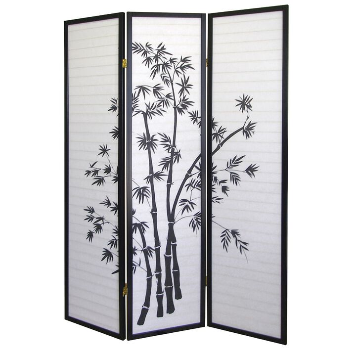 Rustic Wicker Print Privacy Screen – 3-Panel Folding Room Partition