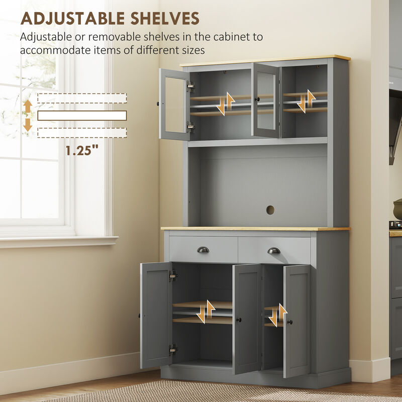 Hivvago Kitchen Storage Hutch with Adjustable Shelves image number 4