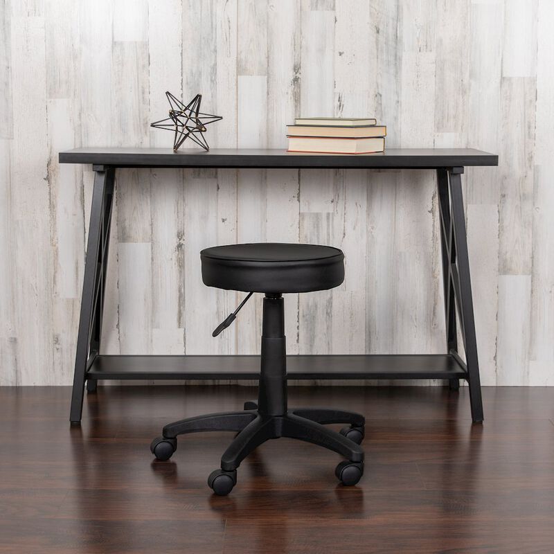 Flash Furniture Black Adjustable Doctors Stool on Wheels with Ergonomic Molded Seat image number 7