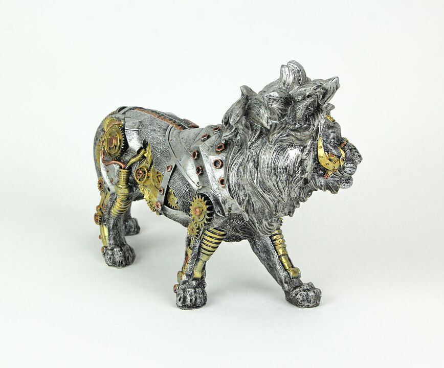 Mechanical Steampunk Cyborg African Lion Statue
