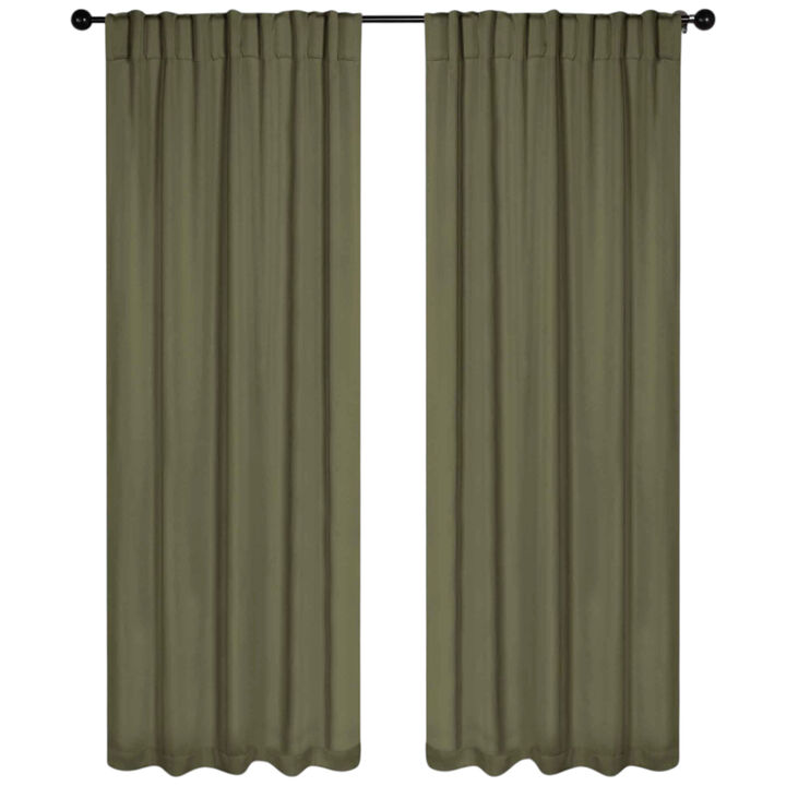 Blackout Window Curtains Set of 2 Solid Room Darkening Back Tab Panels
