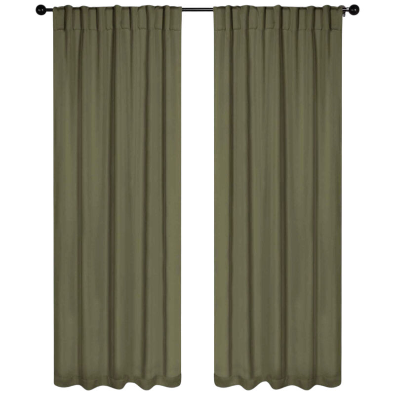Blackout Window Curtains Set of 2 Solid Room Darkening Back Tab Panels image number 0