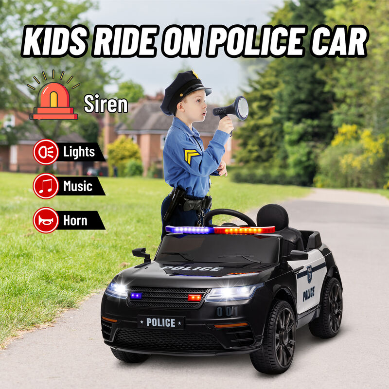 BreeBe 12V Kids Ride on Car w/ Remote Control, Siren, Light, Music, Spring Suspension, Horn & Transport Wheel image number 4