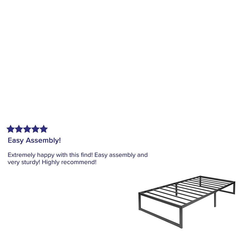 Flash Furniture Lana 14 Inch Metal Platform Bed Frame - No Box Spring Needed with Steel Slat Support and Quick Lock Functionality (Twin)