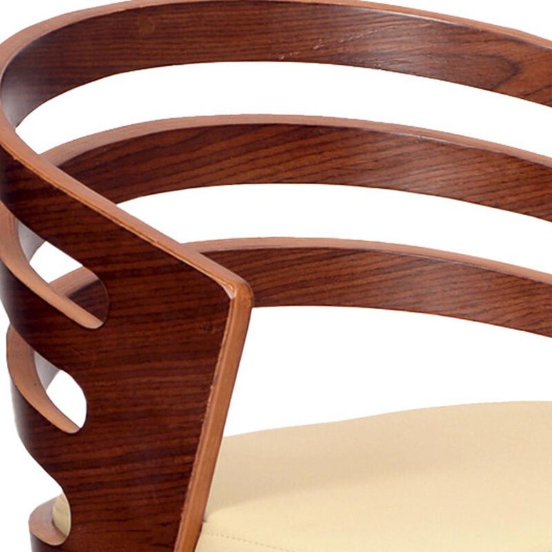 Hivvago 25 Inch Cream And Silver Iron Swivel Low Back Adjustable Height Bar Chair