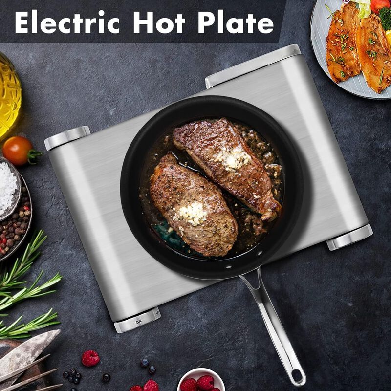 Cusimax Electric Hot Plate For Cooking,1500W Stainless Steel Single Burner With Temperature Control, for All Cookware image number 1