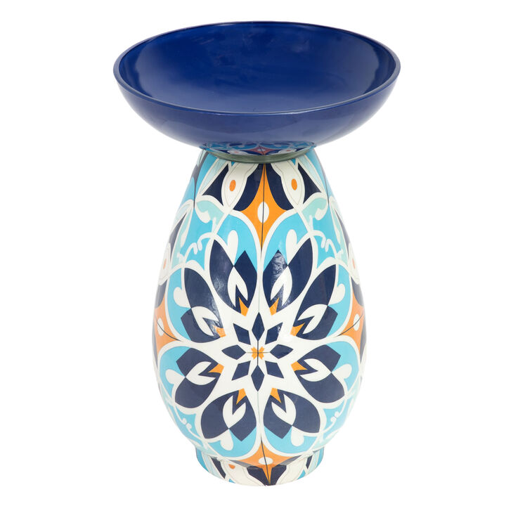 Sunnydaze Painted Glass Freestanding Outdoor Bird Bath