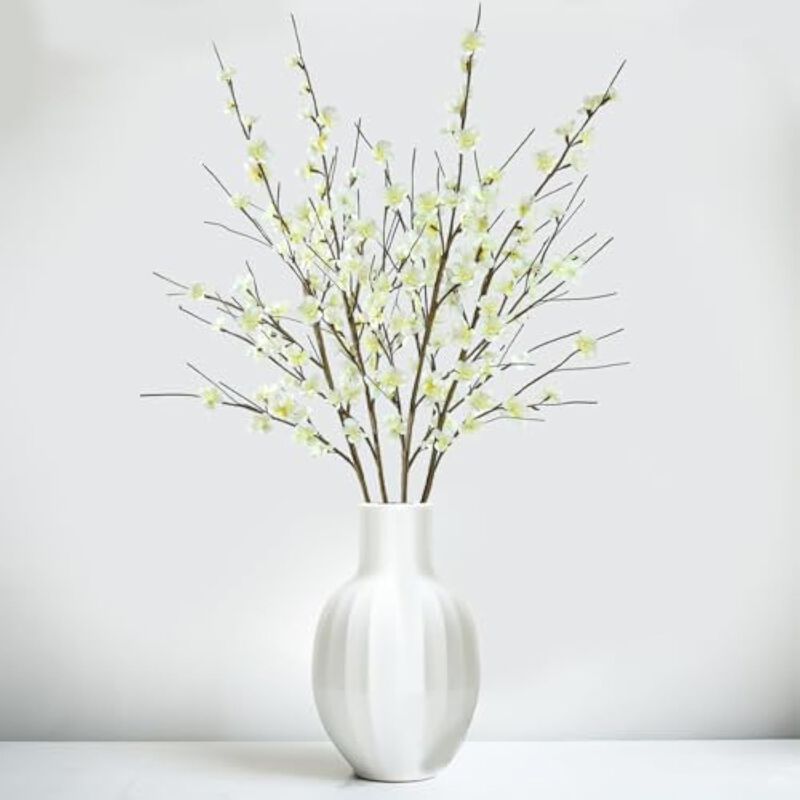 4 Piece White Artificial Greenery Stems Vase Filler Cherry image number 3