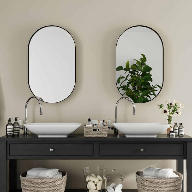 ELEMENT ACE 20x34 Inch Oval Recessed Medicine Cabinet with Mirror and Adjustable Shelves image number 6