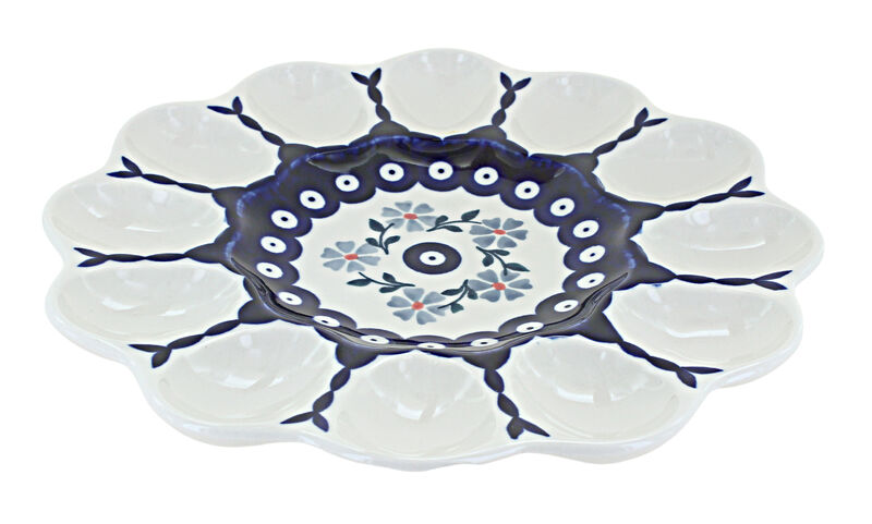 Blue Rose Polish Pottery Blue Violet Egg Plate