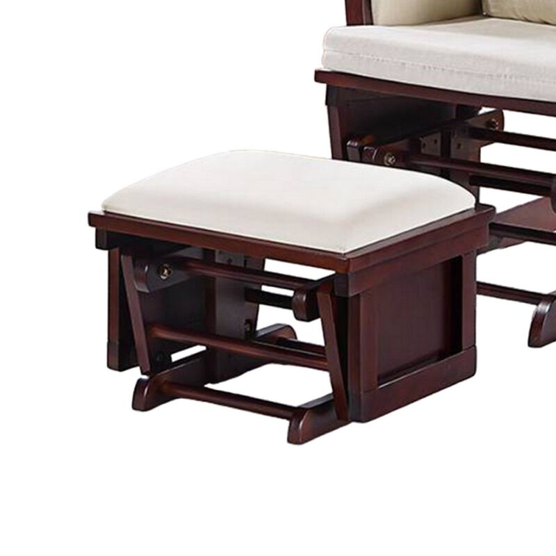 Noni Manual Glider Chair with Ottoman, Dark Brown, Beige