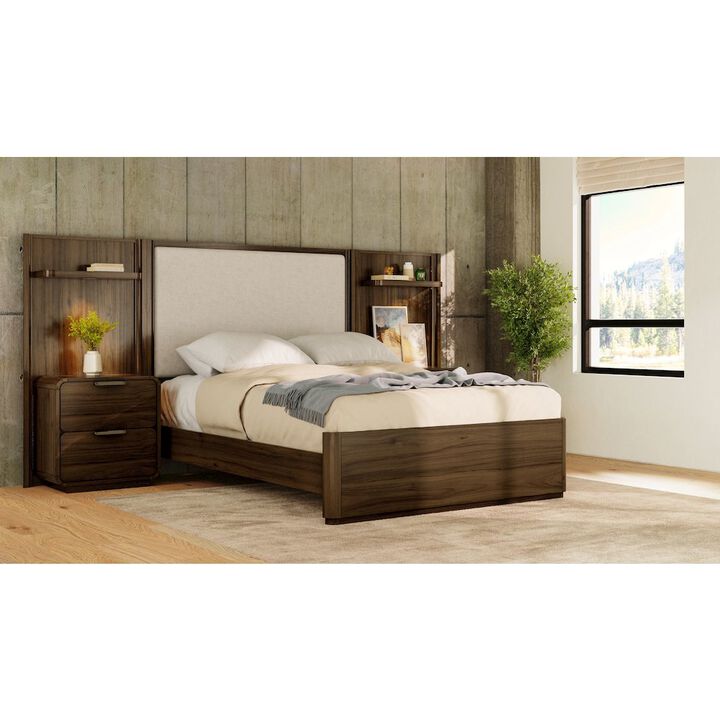 Summerfield Queen Upholstered Wall Bed in Walnut Finish