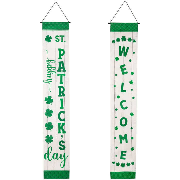 Set of 2 Welcome St. Patrick's Day Porch Door Hanging Banners 71"