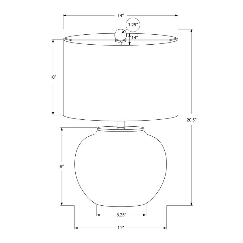 Monarch Specialties I 9722 - Lighting, 21"H, Table Lamp, Cream Ceramic, Ivory / Cream Shade, Modern