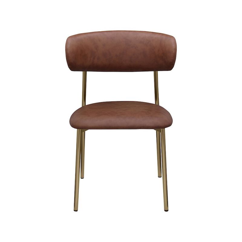 Meridian Furniture Lupita Brown Vegan Leather Dining Chair, Set of 2