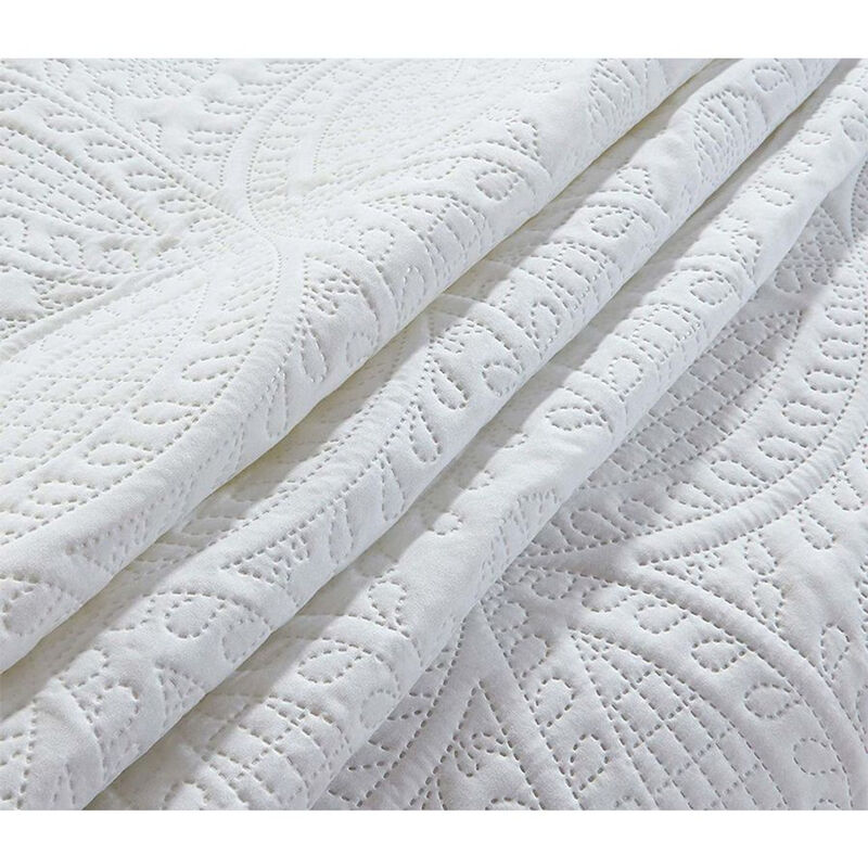 Bedspread Coverlet 3 Pcs Set Oversized Full Size White Color