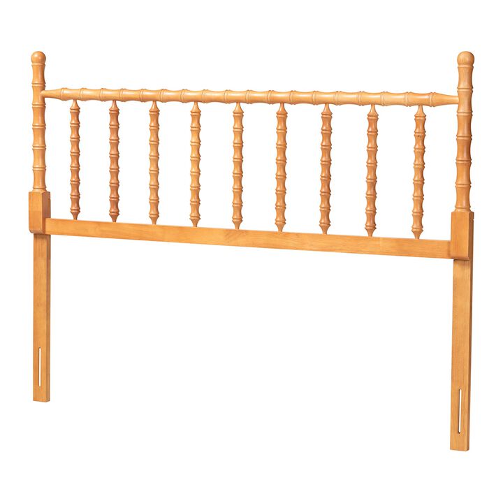 Baxton Studio Edaline Bamboo Motif Headboard - Crafted Wood Panel with Decorative Turned Spindle Design for Boho Costal Bedroom