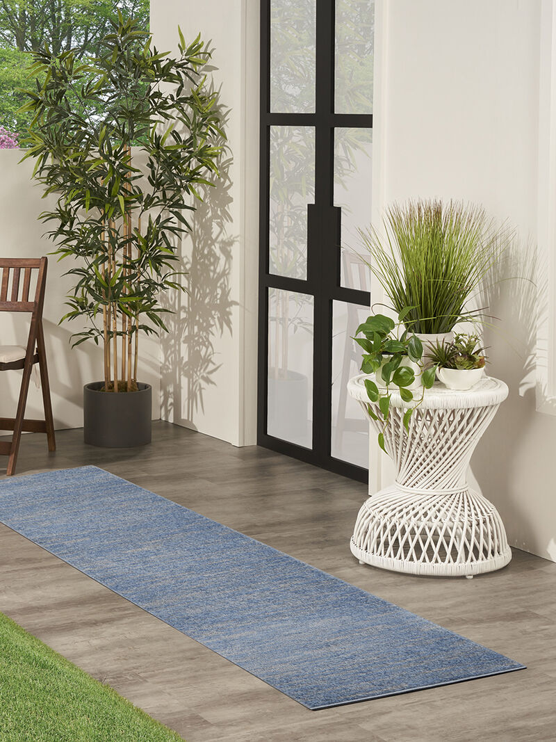 Nourison Essentials NRE01 Blue/Gray 2'2" x 12' Rug image number 1