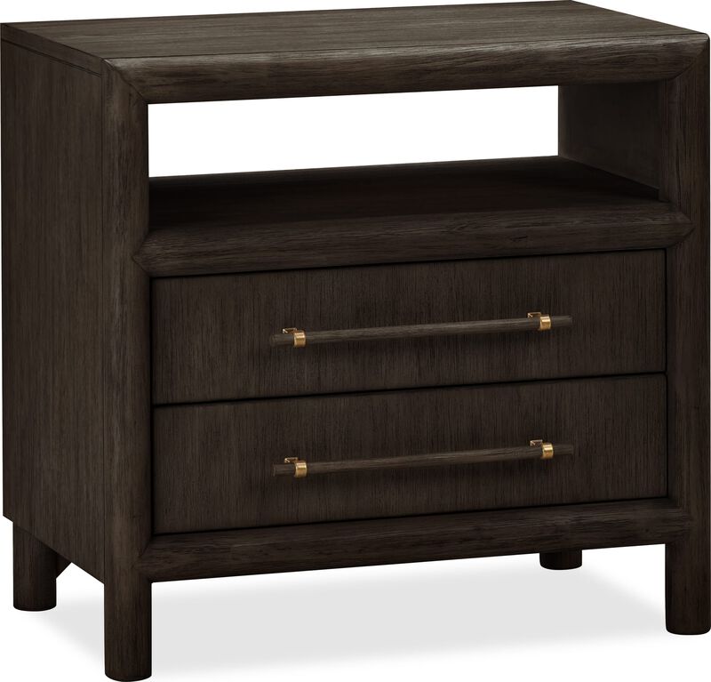 Dorsey Two Drawer USB-charging Nightstand in Basalt Grey