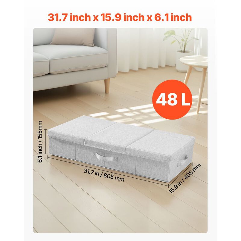 Under Bed Storage Containers with Clear Lids, 2 Pack, Clothes and Shoe Organizer-Grey image number 6