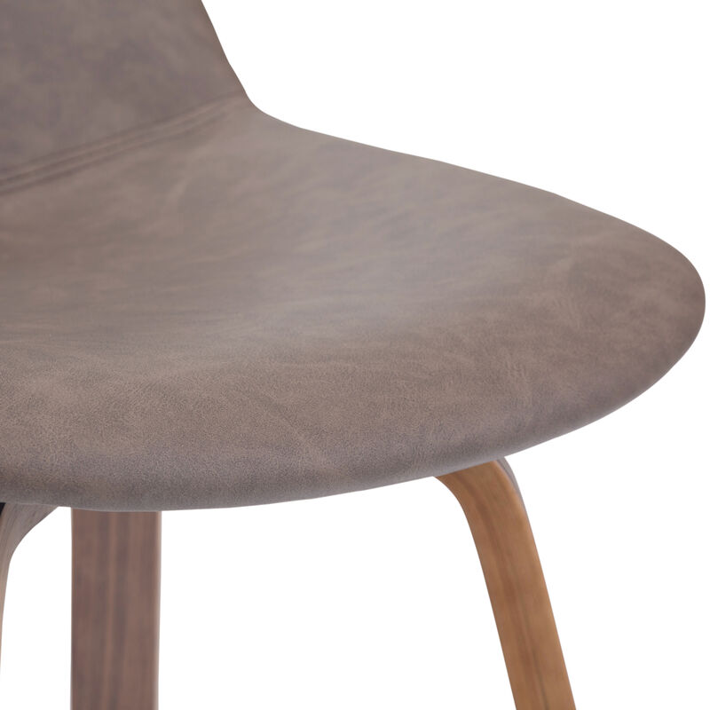 Randolph Mid-Century Modern 28 inch Bentwood Counter/ Bar Height Stool (Set of 2) in Distressed Chocolate Brown Vegan Faux Leather