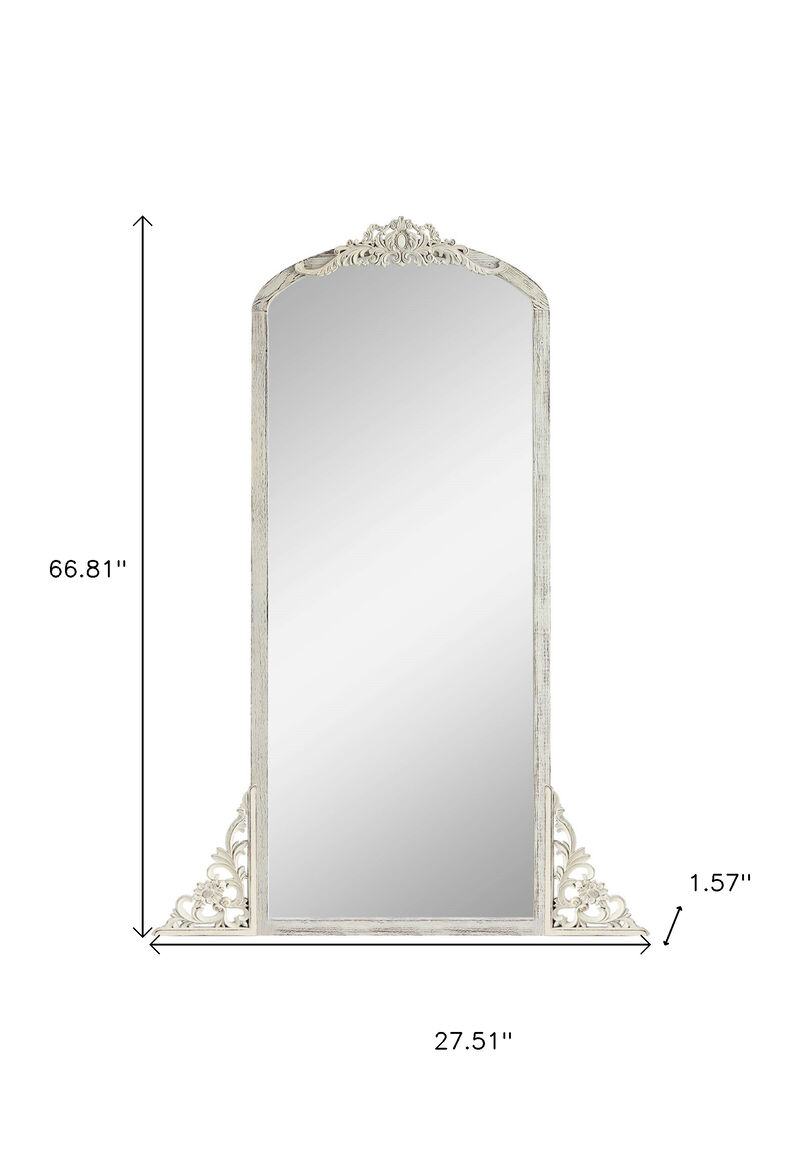 HomeRoots 67" White Solid Wood Framed Full Length Mirror image number 4
