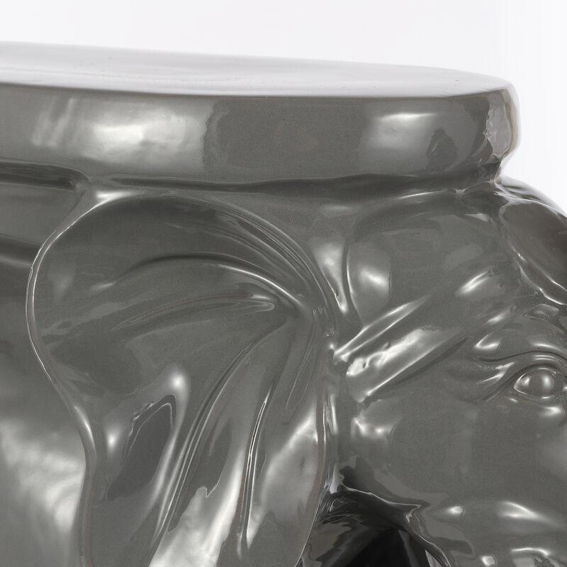 White Elephant Ceramic Garden Stool