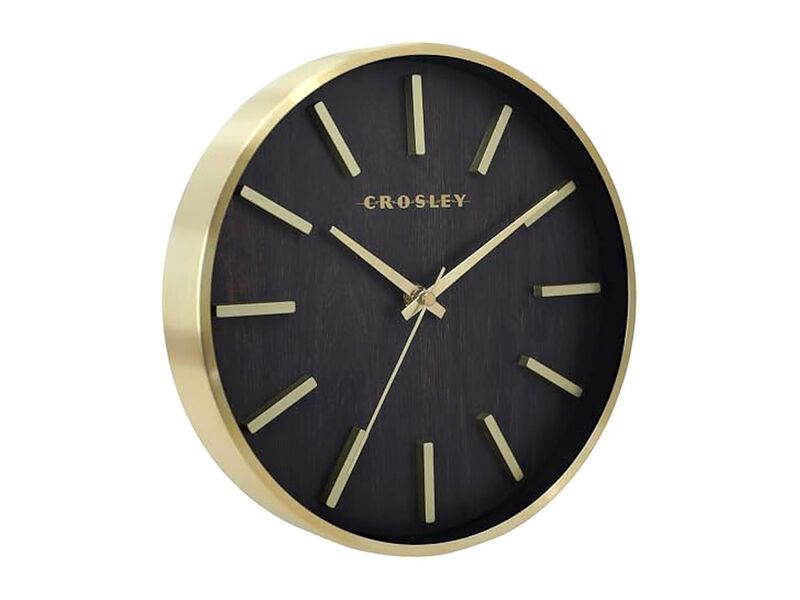 Crosley Gold Wood Metal Sleek Hands Wall Clock Modern Battery Operated image number 1