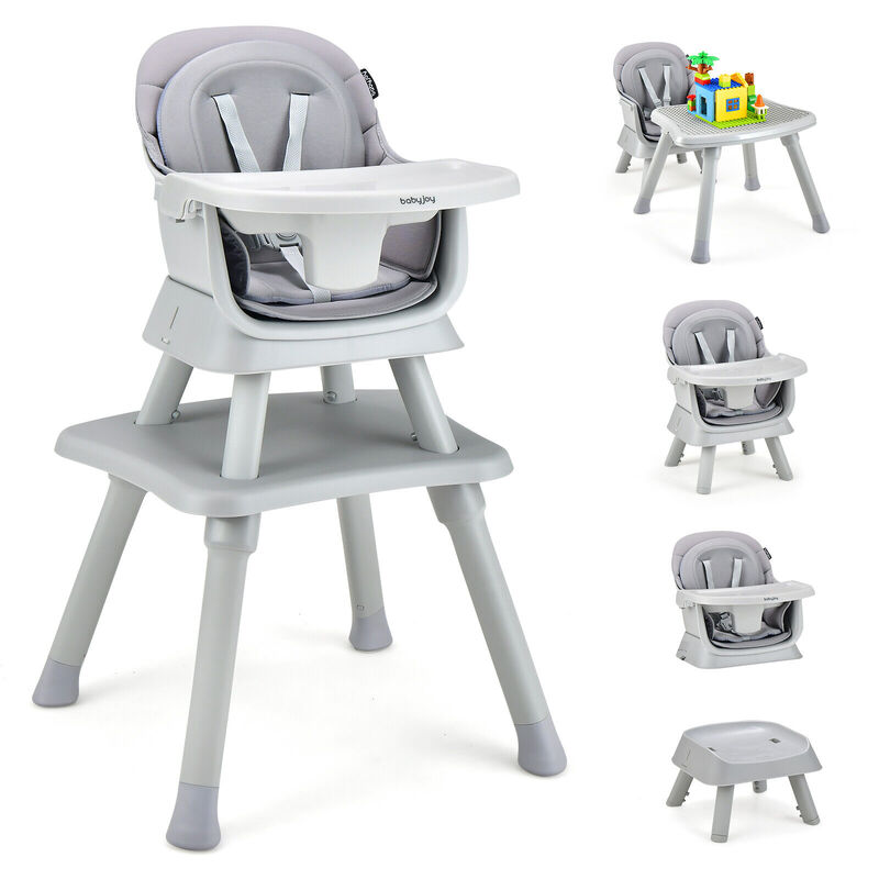 6-in-1 Convertible Baby High Chair with Adjustable Removable Tray