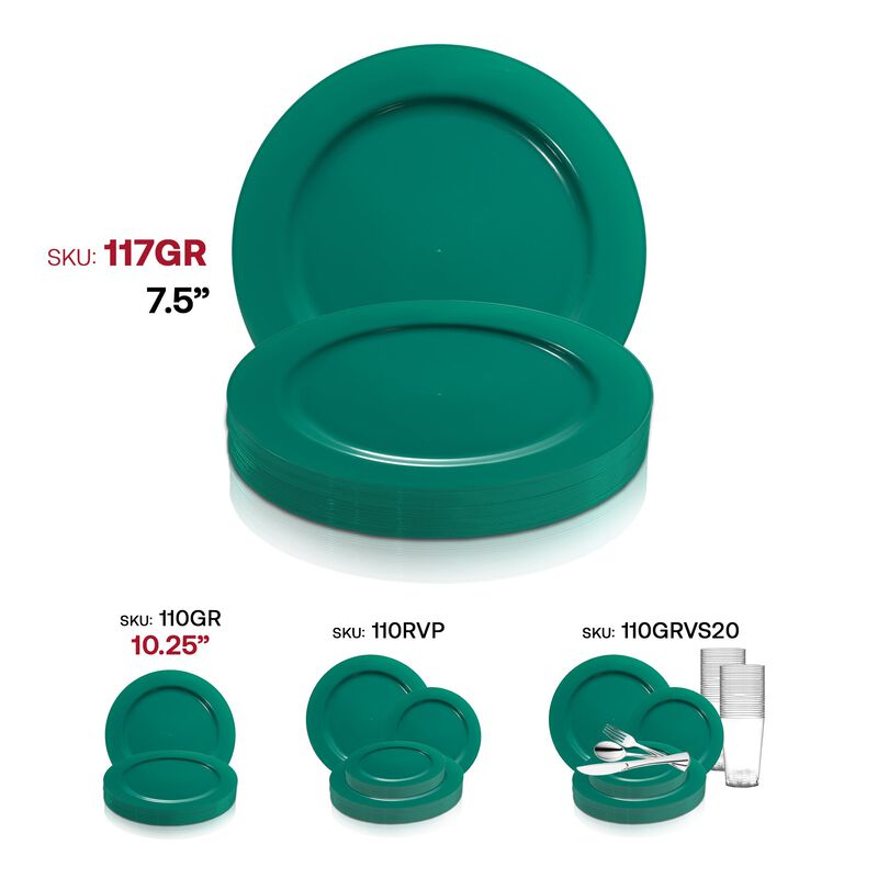 7.5" Solid Green Holiday Round Plastic Salad Plates (240 Plates) image number 5