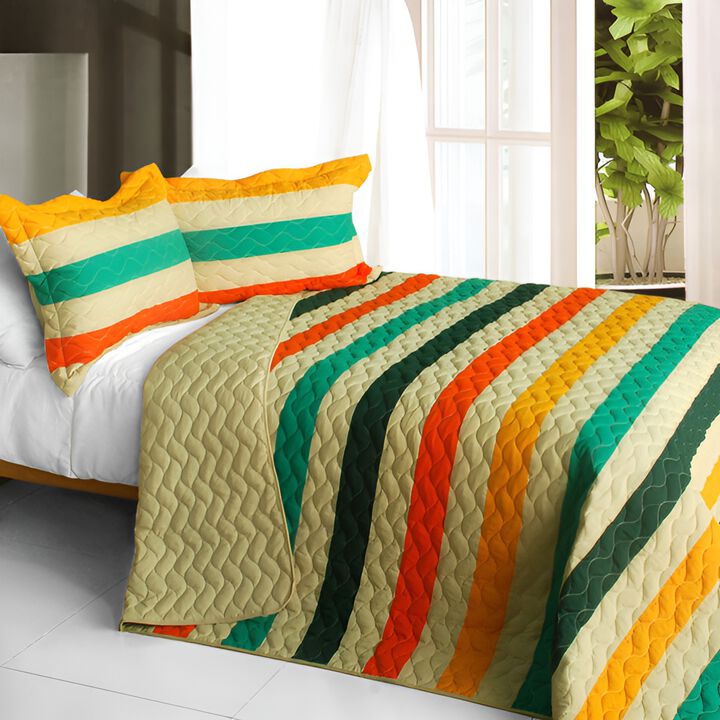 3-Piece Patchwork Quilt Set with Matching Pillow Shams