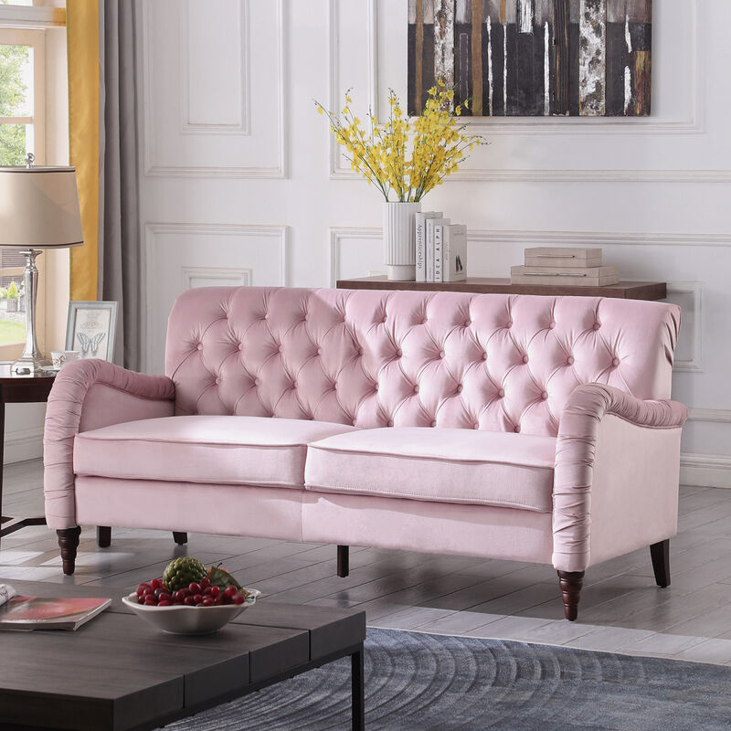 2229, PINK Chesterfield 3 seater, modern sofa