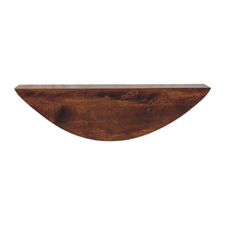 Artisan Furniture Solid Wood Crescent Floating Wall Shelf