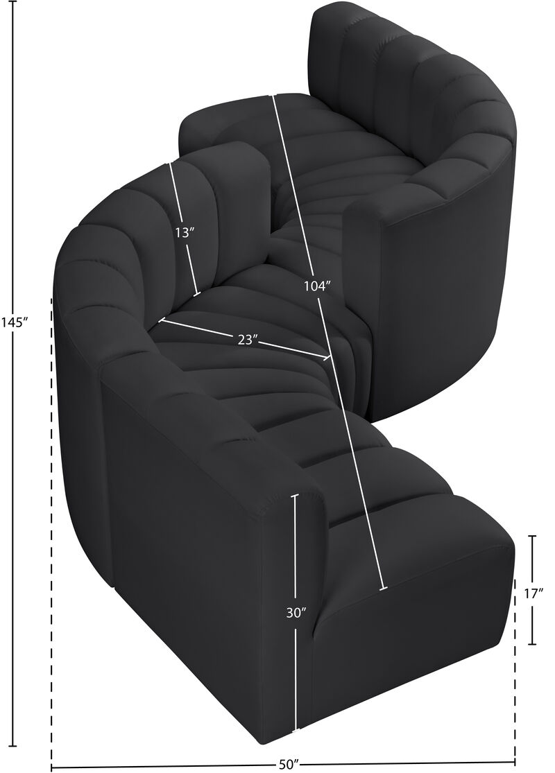Meridian Furniture Arc Black Vegan Leather Modular Sofa image number 6