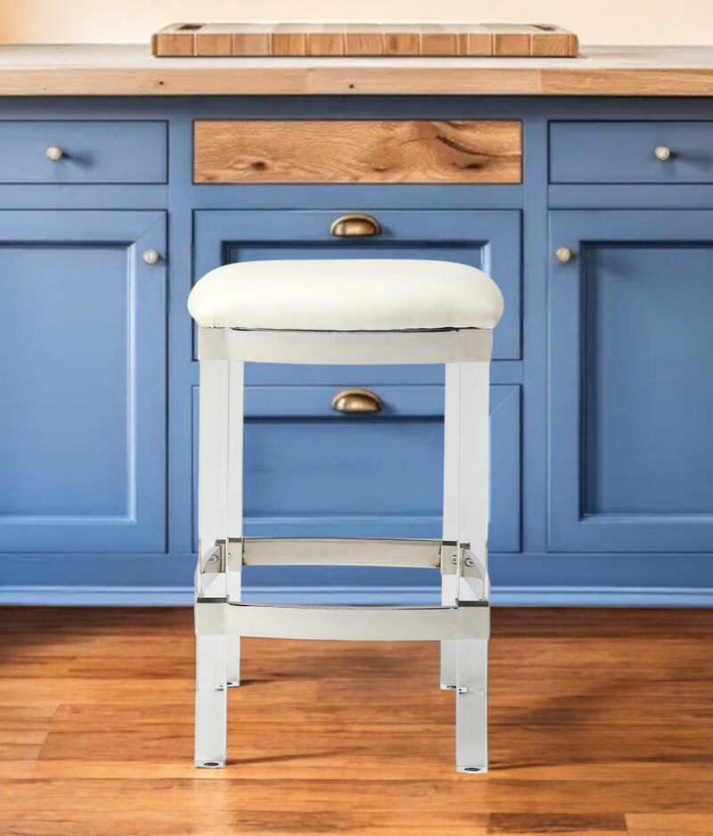 Stainless Steel and Steel Backless Counter Height Bar Chair with Footrest for Kitchen image number 1