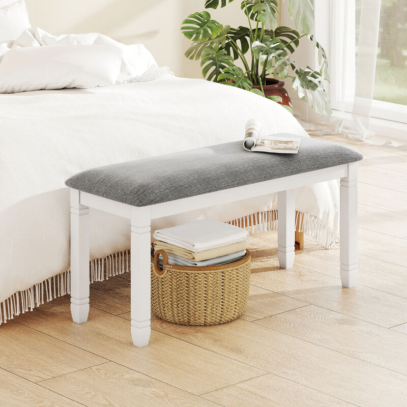Padded Upholstered Bench with Wooden Legs for Bedroom or Entryway Seating
