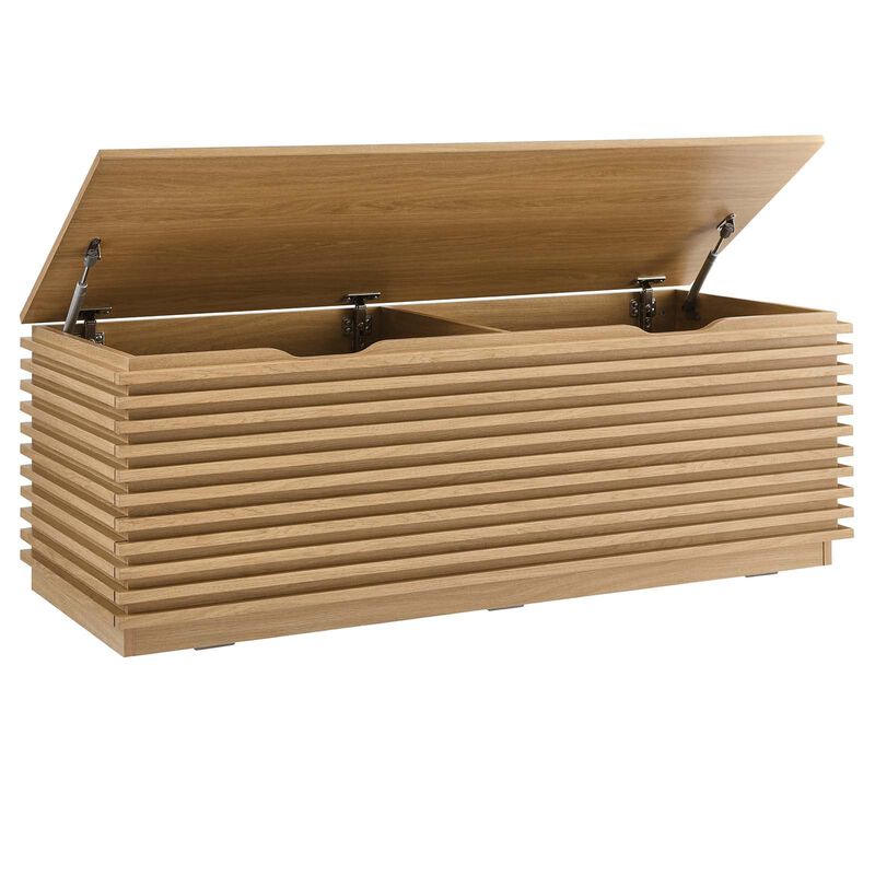 Modway Render 47" Wood Grain Storage Bench in Oak image number 1