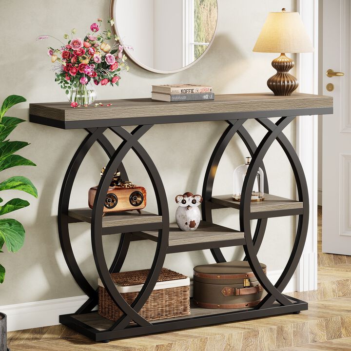 Sofa Console Table, 4-Tier Entryway Table with Storage Shelves